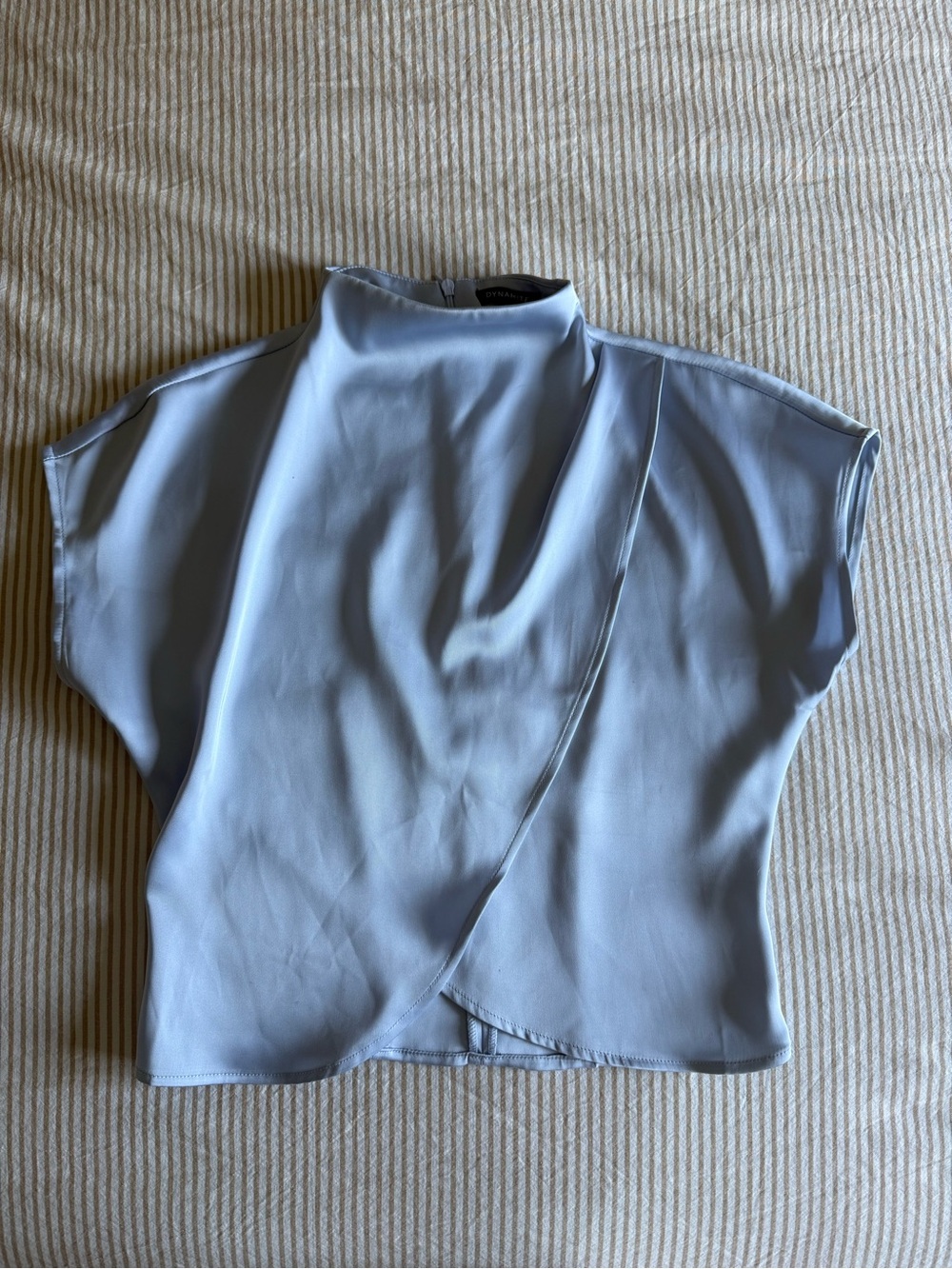 Dynamite Powder Blue Draped High-Neck Top